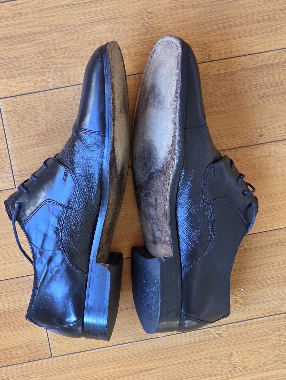 PRONTO Uomo Firenze Italian Leather Dress Shoes Derby Cap Toe Men's 11 Black - Picture 8 of 14